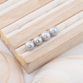 Perles de Rivière Rondes 1 Trou (AAAA) 9,5-10,0mm 10 Paires Gris