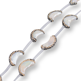 Marcasita Strass Abalorios Strass Crescent River Pearls 15x24mm 9pcs