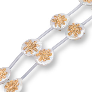 Marcasite Strand Beads Rhinestones Κέρμα και Star River Pearls 8τμχ Χρυσό