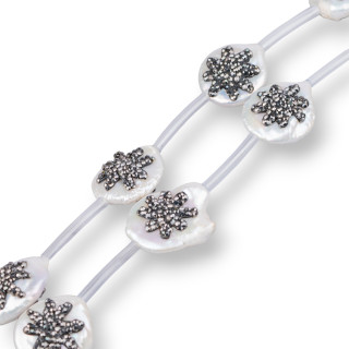 Marcasite Rhinestone Strand Beads Coin and Star River Pearls 8τμχ Μαύρο