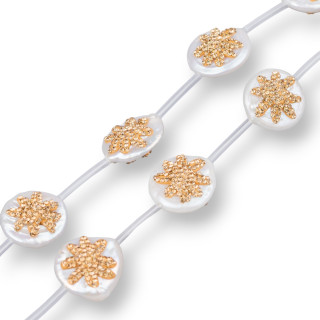 Marcasite Strand Beads Rhinestones Κέρμα και Star River Pearls 9τμχ Χρυσό