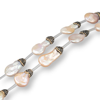 Markasit Strang Perlen Flussperlen Barock Flacher Tropfen 14-16x26-30mm 9St Rosa
