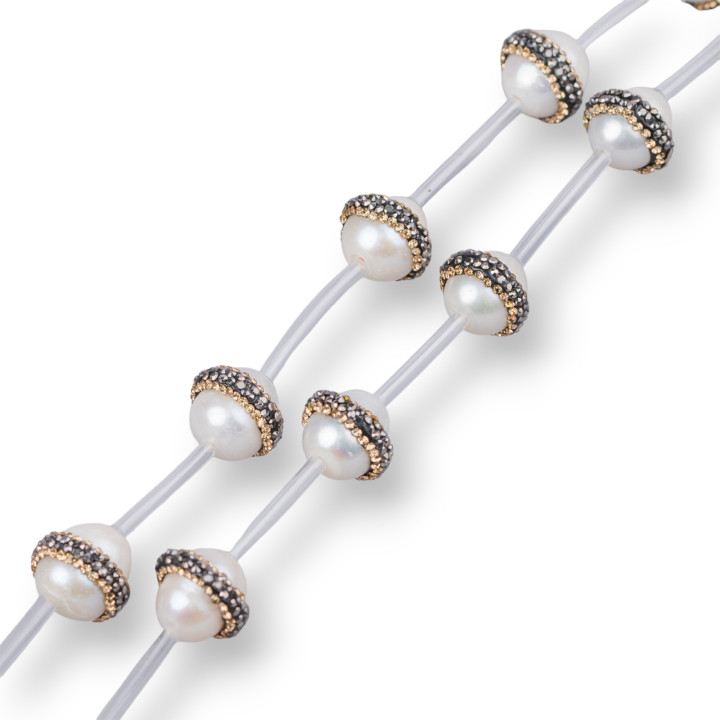 Marcasite Strand Beads Rhinestone River Pearls Sphere 14x13mm Μεγάλη Τρύπα 11τμχ