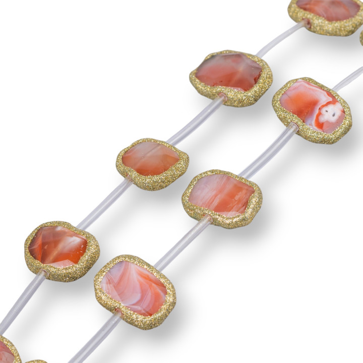 Cuentas de purpurina de hilo de cuarzo hematoide irregular plano 15-22 mm 10 piezas