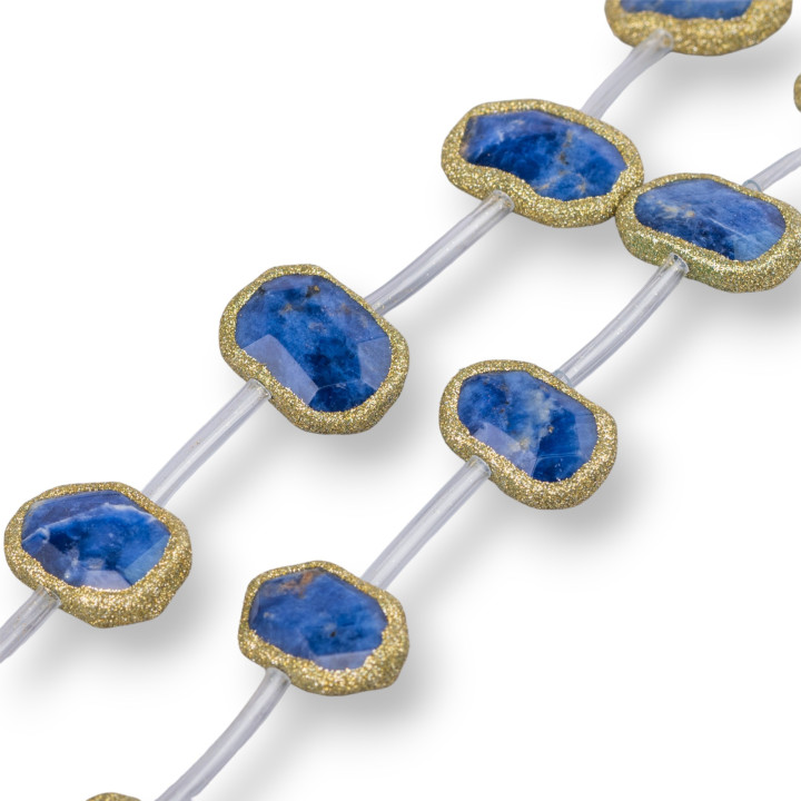 Perline A Filo Glitterate Di Sodalite Irregolare Piatto 15-22mm 10pz