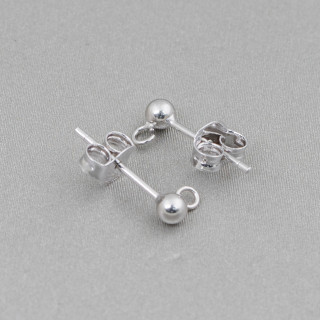 Base Para Pendientes De Plata 925 Alfiler Con Bola 3mm 15 Pares Completo Con Mariposas Rodiadas