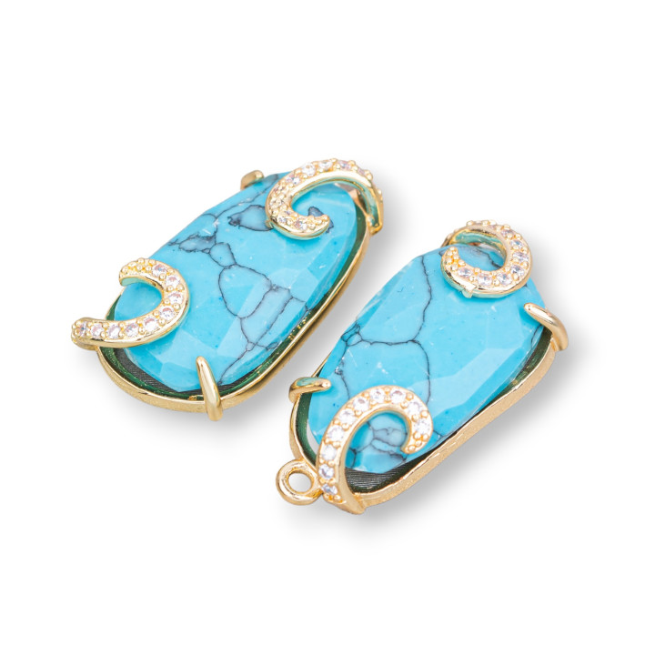 Connecteur Composant Bronze Oeil de Chat 13x26mm 6pcs Aulite Turquoise