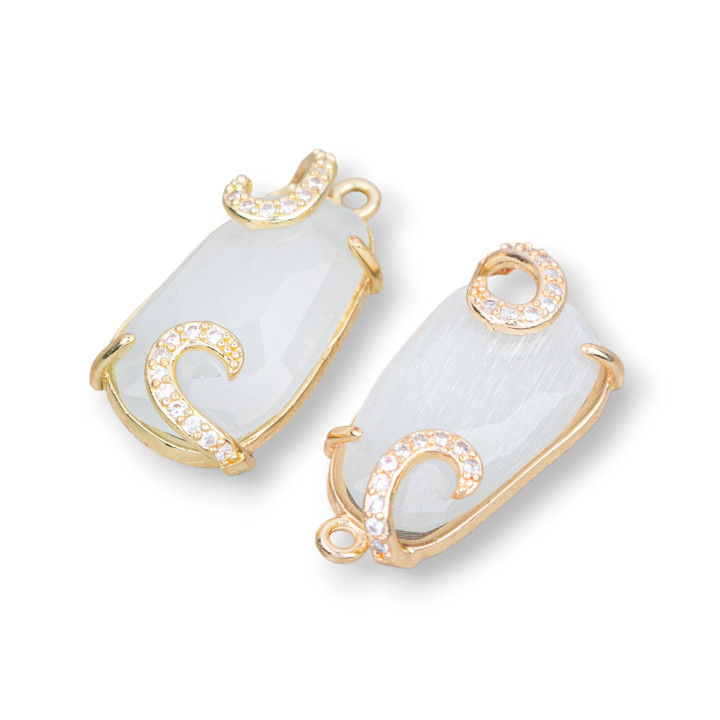 Connettore Componente Di Bronzo Con Occhio Di Gatto 13x26mm 6pz Bianco