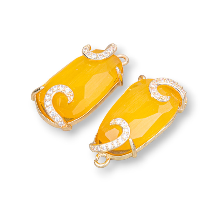 Conector Componente Bronce Con Ojo De Gato 13x26mm 6pcs Amarillo