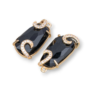 Connecteur Composant Bronze Oeil de Chat 13x26mm 6pcs Noir