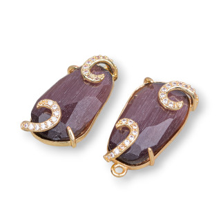 Connettore Componente Di Bronzo Con Occhio Di Gatto 13x26mm 6pz Viola