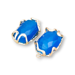 Connettore Componente Di Bronzo Con Occhio Di Gatto 16x26mm 6pz Blu