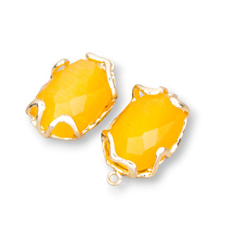 Connecteur Composant Bronze Oeil de Chat 16x26mm 6pcs Jaune Intense