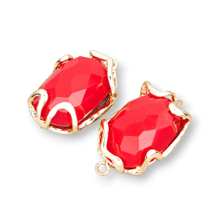 Connettore Componente Di Bronzo Con Occhio Di Gatto 16x26mm 6pz Rosso