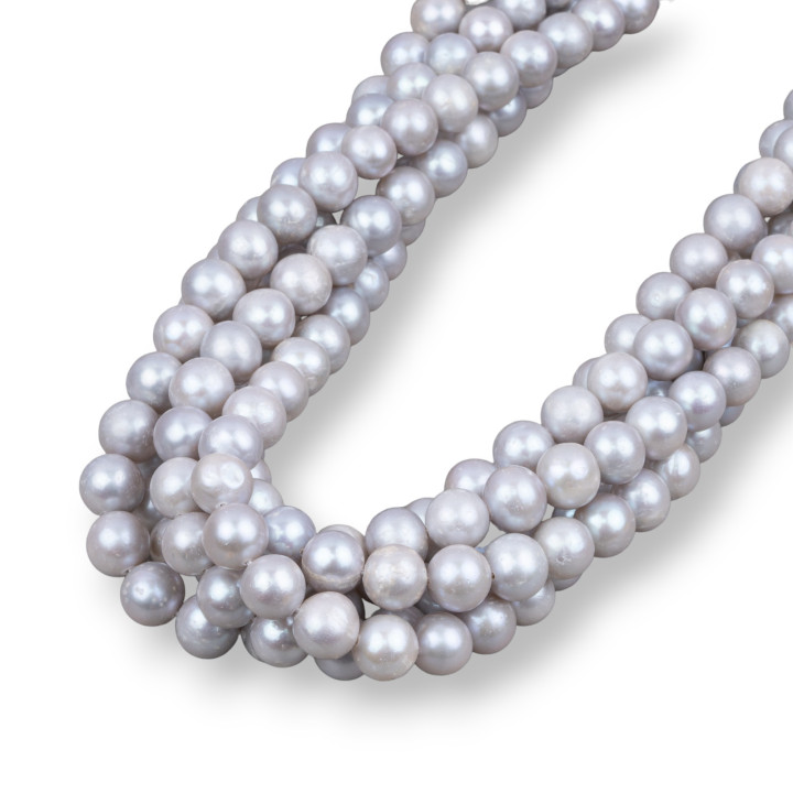 Perle di Fiume Tonde 7,5-8,0mm A+ Grigio