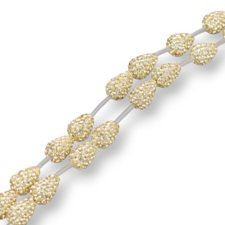Strand Beads Component Of Marcasite Strass Drops Briolette 12x16mm 14τμχ Παστέλ Κίτρινο