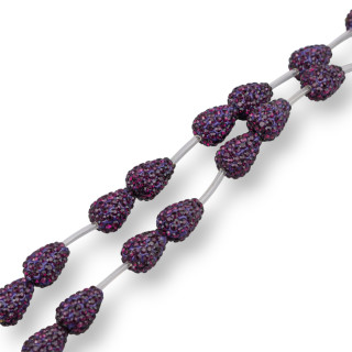 Perline A Filo Componente Di Marcasite Strass Gocce Briolette 12x16mm 14pz Rosso