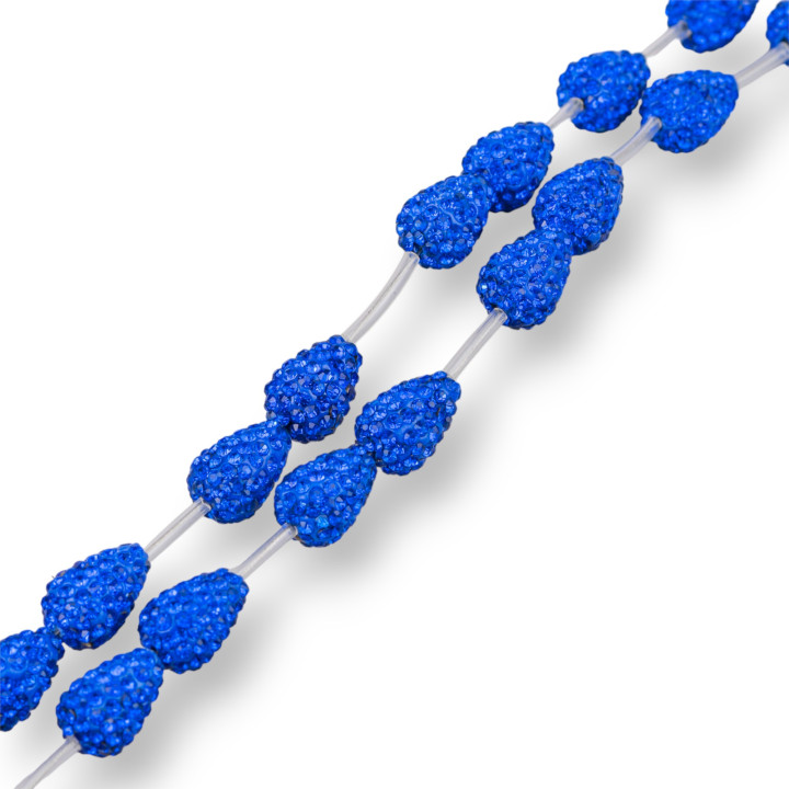 Strang Perlen Markasit Komponente Strass Briolette Tropfen 12x16mm 14St Blau