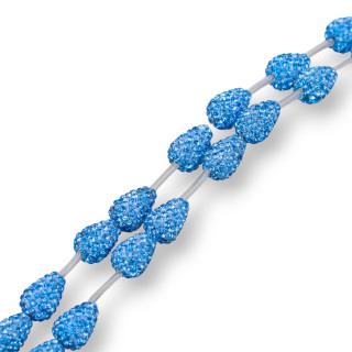 Strand Beads Marcasita Componente Strass Briolette Gotas 12x16mm 14pcs Azul eléctrico