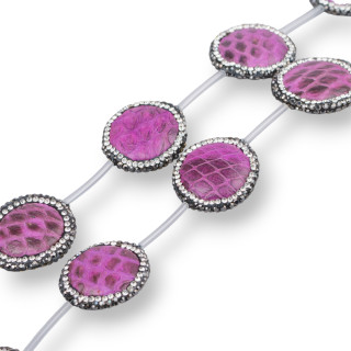 SnakeSkin Component Strand Beads Avec Marcassite Strass Rond 25mm 6pcs Violet