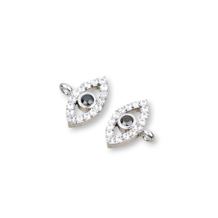 Componentes De Latón Con Zirconia Cúbica Ojo Turco 7.5x10mm 10 Piezas Rodiadas