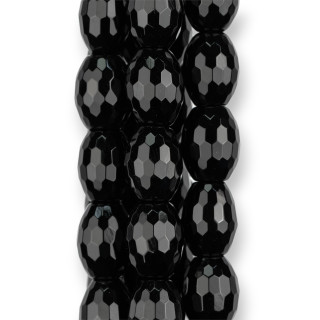 Onyx Ovaler runder facettierter Reis 10x14mm