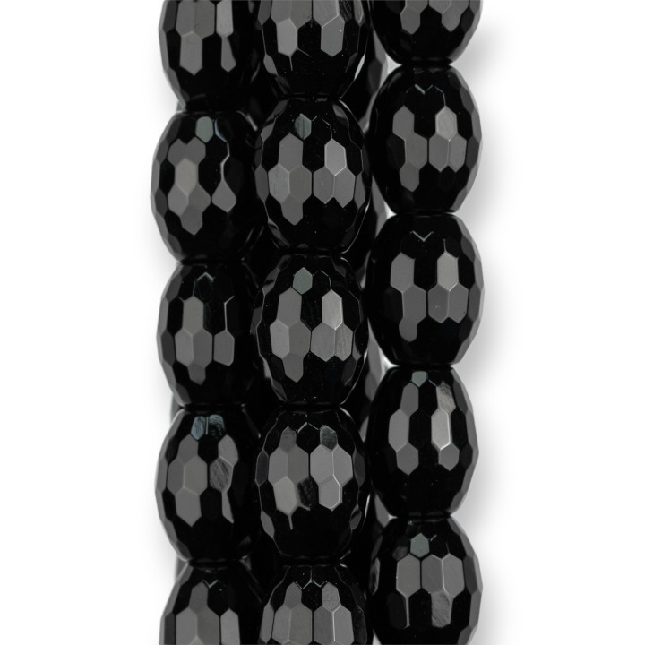 Onyx Ovaler runder facettierter Reis 10x14mm