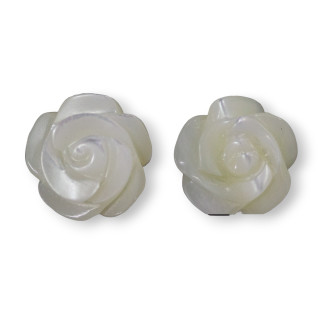 Composant Roses 1 Trou Nacre Blanche 12mm 10pcs