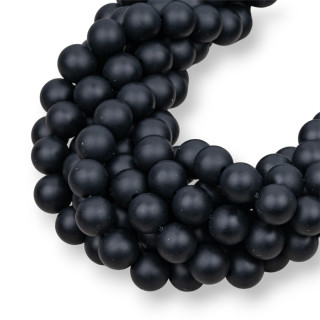 Onyx Noir Satin Mat (Mat) Rond Lisse 10mm