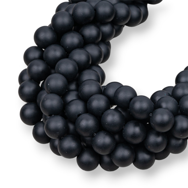 Onyx Noir Satin Mat (Mat) Rond Lisse 10mm