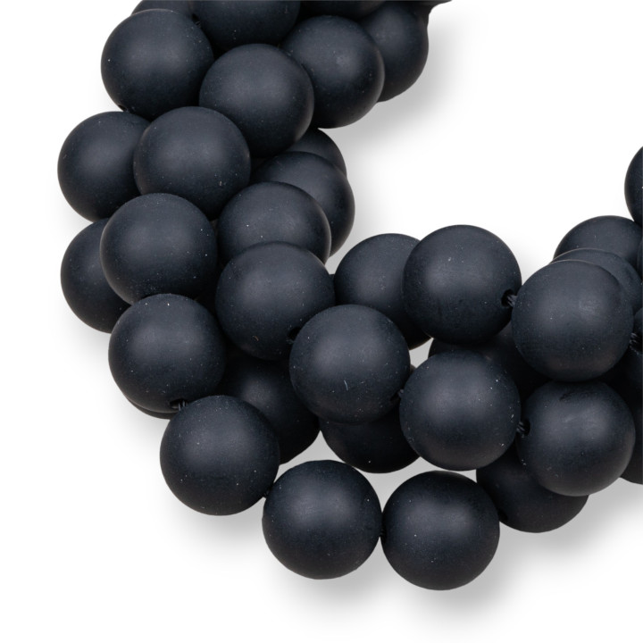 Onyx Noir Satin Mat (Mat) Rond Lisse 12mm