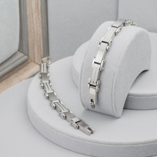 Pulsera Acero Con Engaste Strass Ancho 07mm Mod19149