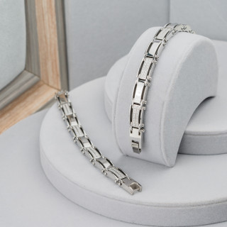 Pulsera Acero Con Engaste Strass Ancho 09mm Mod19125