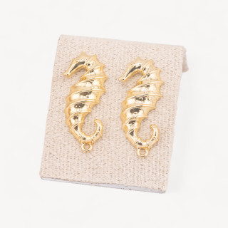 Aretes de Zamak Base 10 Pares Caballito de Mar 14x30mm