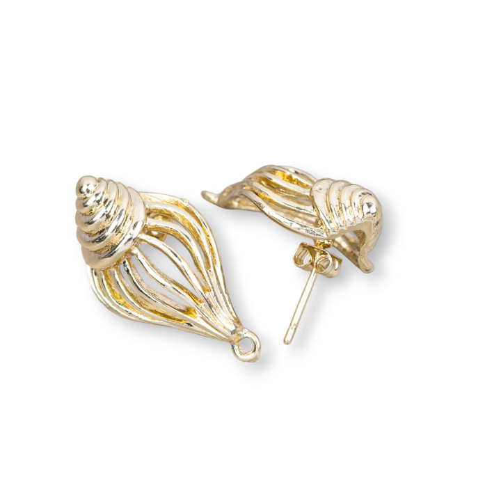 Zamak Stud Earring Base 10 Pairs Shell 15x27mm