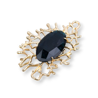 Conector de componente de bronce estilo ramas coralinas con cabujón integrado 40x53mm 2 uds Jet