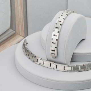 Bracciale Di Acciaio Con Strass Incastonati Larghezza 12mm Mod19128