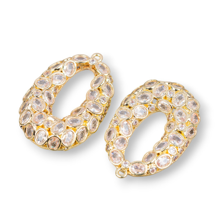 Componente Bronce Colgante Oval Cornector Puntos de luz 22x30mm 2pcs Transparente