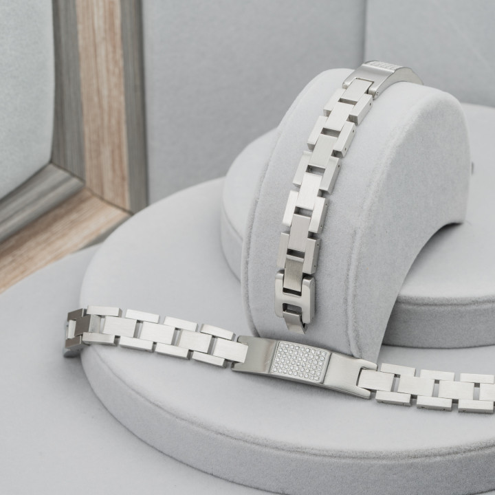 Stahlarmband mit Strasssteinen Breite 12mm Mod19158