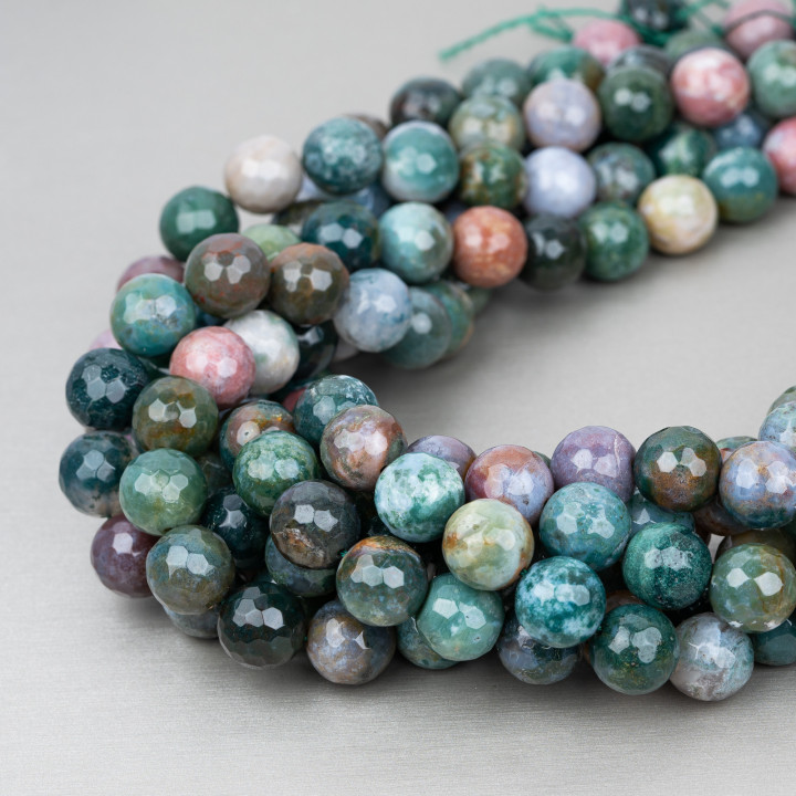 Agata Indiana Perlina Tonda Sfaccettata 12mm