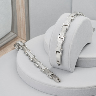 Bracciale Di Acciaio Con Strass Larghezza  8mm Mod19108