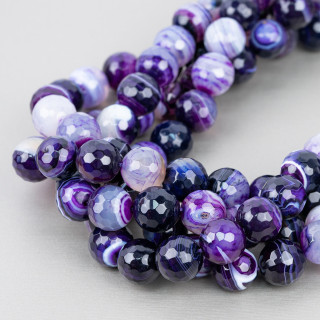 Agate Violette Strié Facette 14mm
