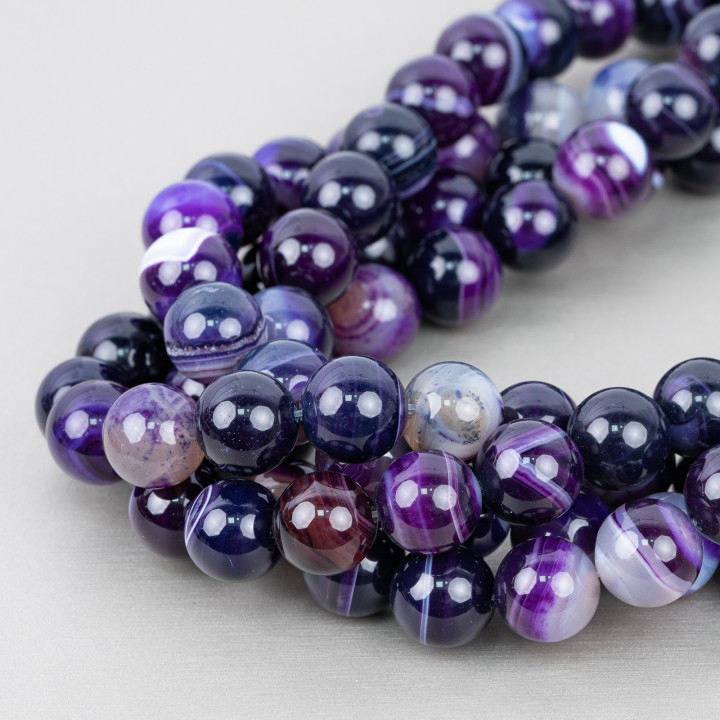 Ágata Liso Redondo Rayado Morado 20mm