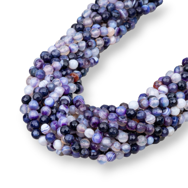 Agata Viola Striata Perlina Tonda Sfaccettata 4mm Charo