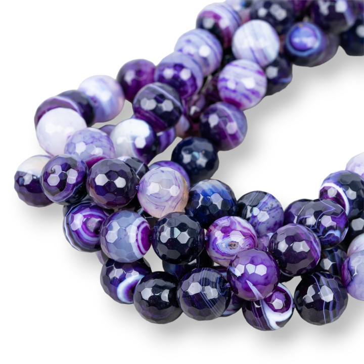 Agate Violette Strié Facette 14mm