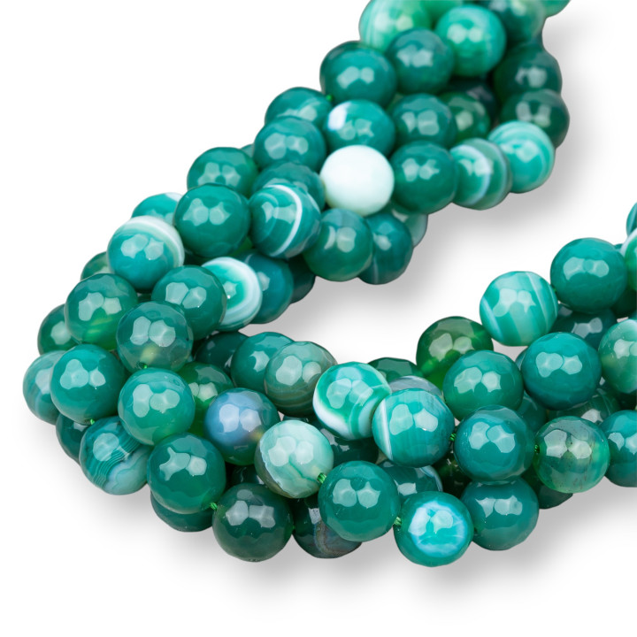 Agate Verte Strié Facette 10mm