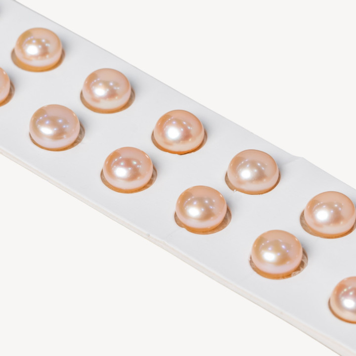 River Pearls Boutons Cabochon 1 Trou (AAA) 9.5-10.0mm 1Paire Rose