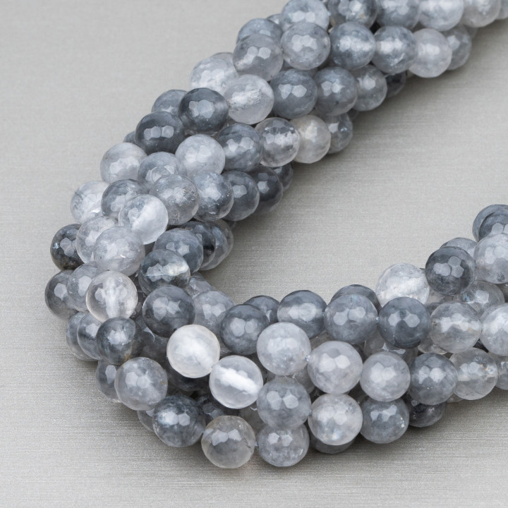 Faceted Grey Quartz 08mm