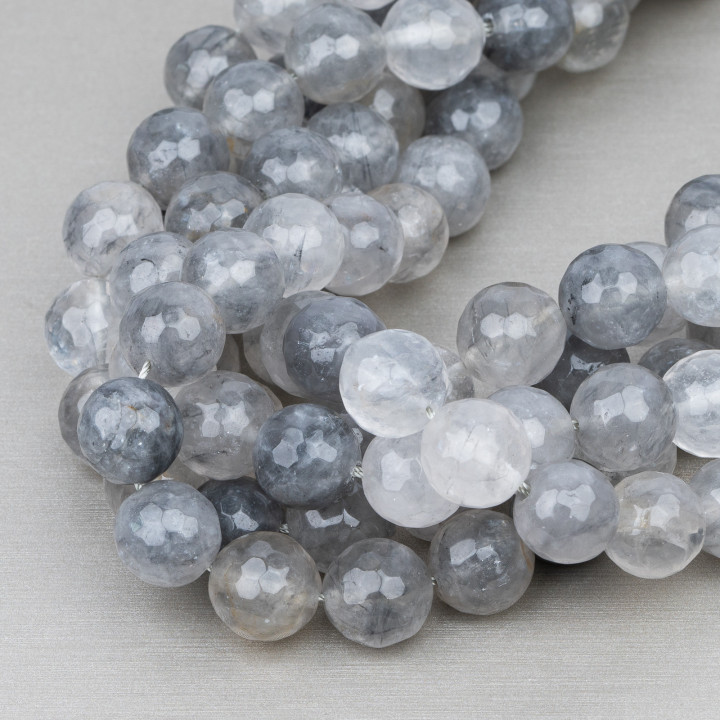 Faceted Gray Quartz 14mm
