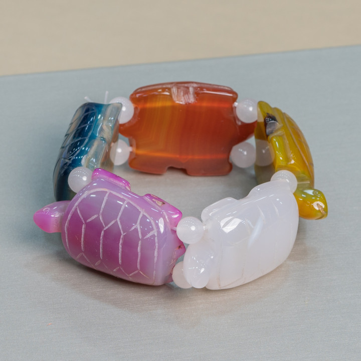 Bracelet Pierres Précieuses Grosse Tortue Tortue 31x48mm Agate Mix